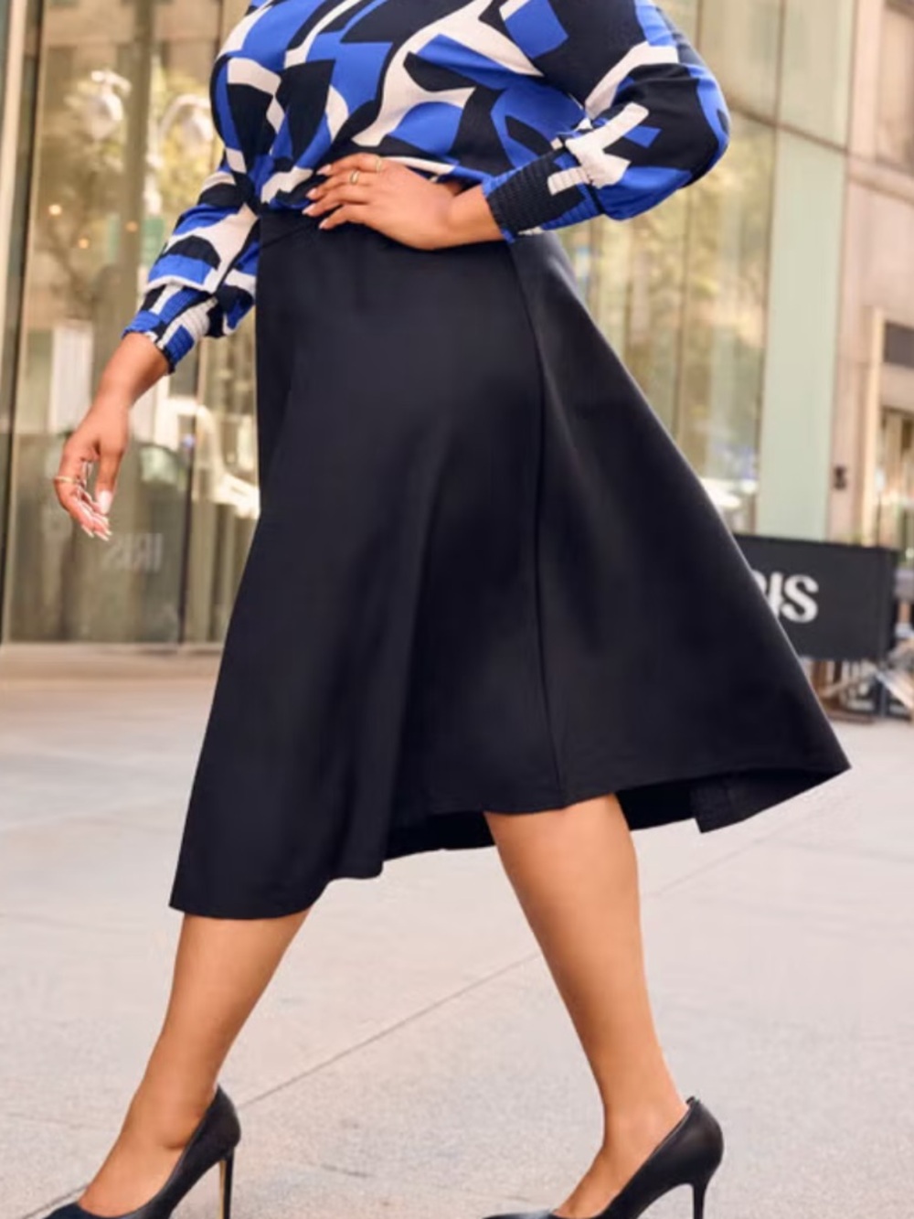 Elizabeth by Liz Claiborne Elegant Plus Size A-Line Fully Lined Midi Flare Skirt